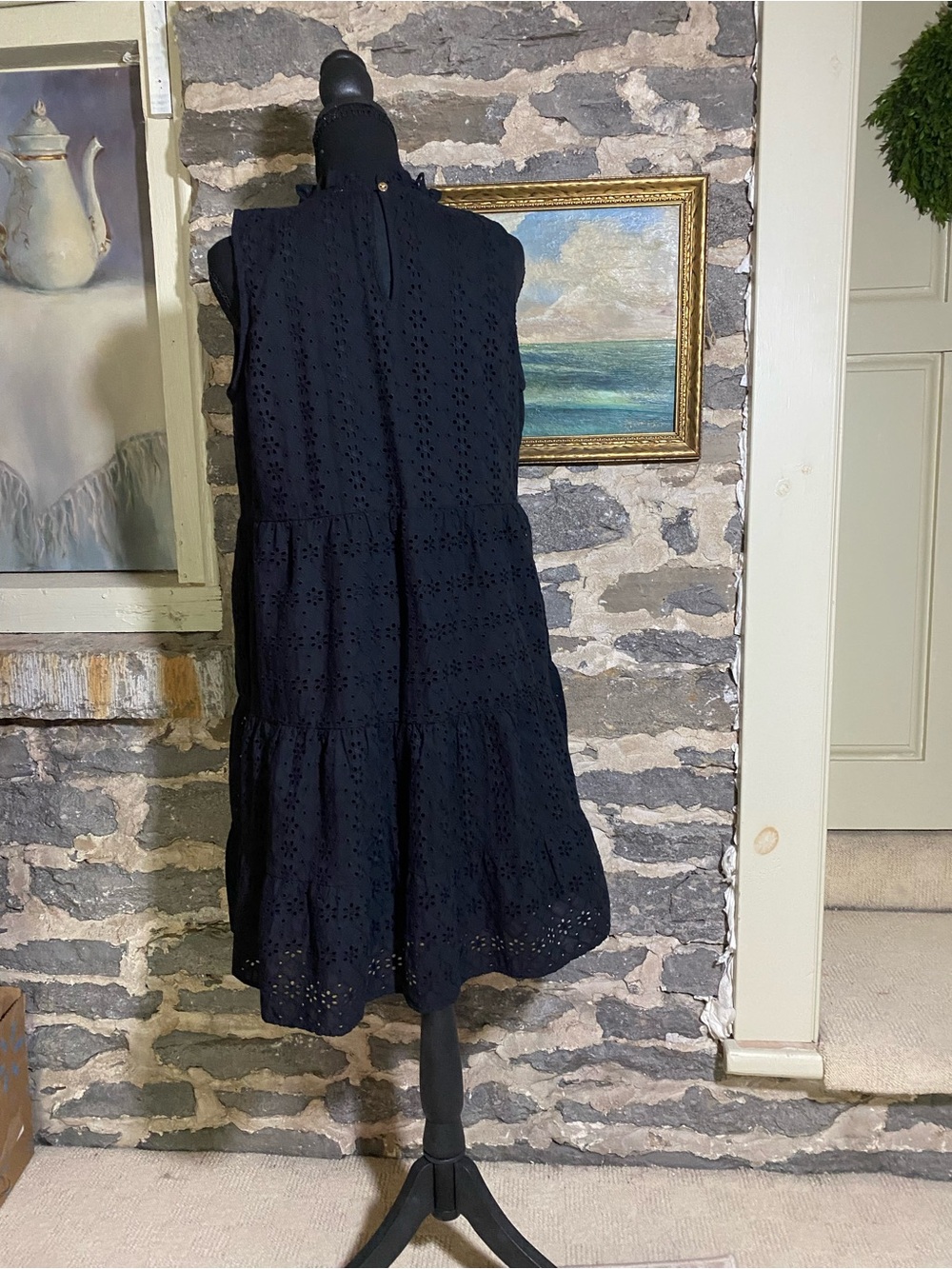 LOFT sleeveless sundress Black Eyelet Tiered with ruffle details - Picture 5 of 13